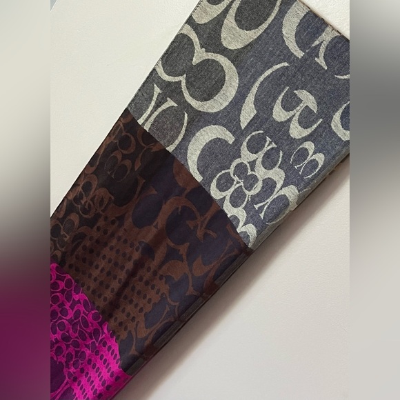 Coach Multi Colour C Logo Patchwork Pashmina Scarf / Shawl 🧣 - Picture 13 of 14